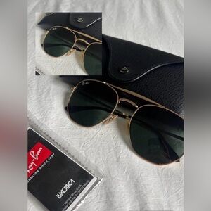 Ray-Ban THE MARSHAL Gold Hexagonal Sunglasses RB3648
